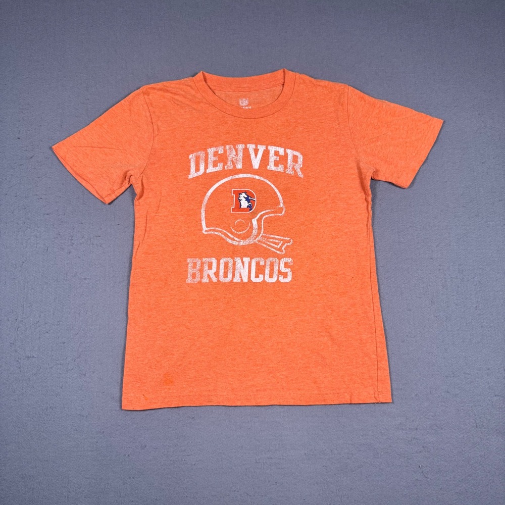 NFL Denver Broncos Shirt Boys M 10/12 Orange Heather Graphic Tee Football Fan